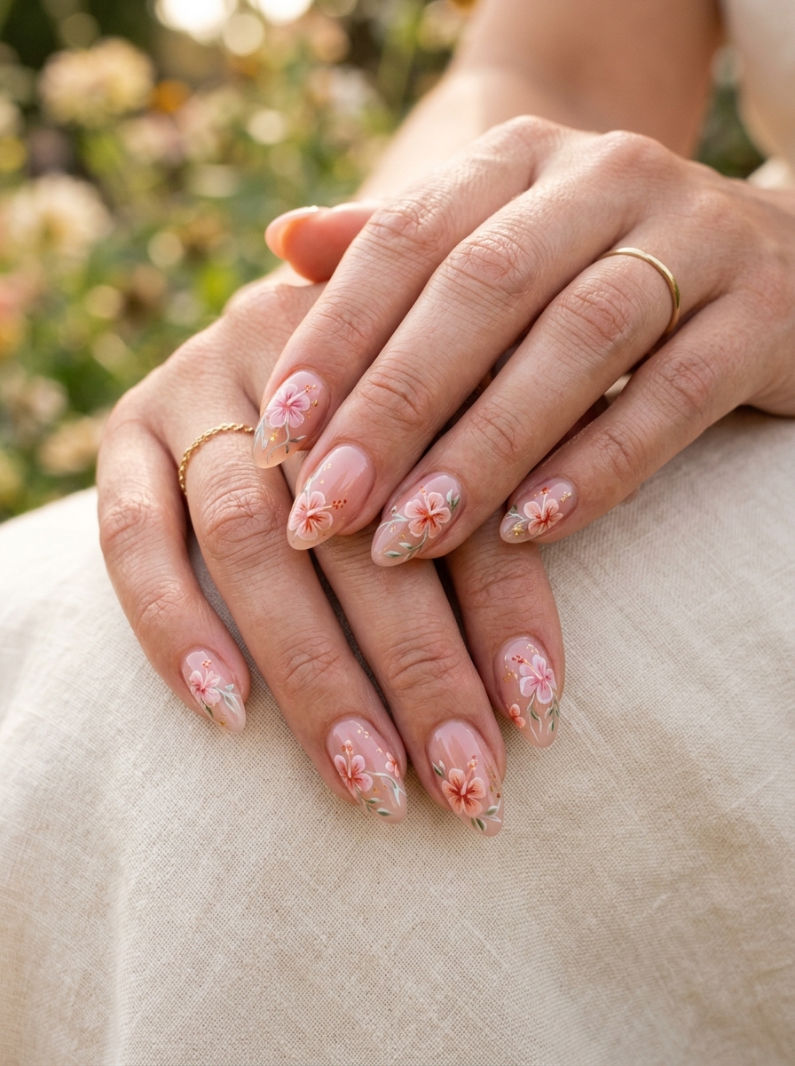 Iced Hibiscus Nails